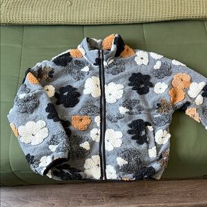 Sherpa Tears Oversized Zip Jacket - Grey/combo